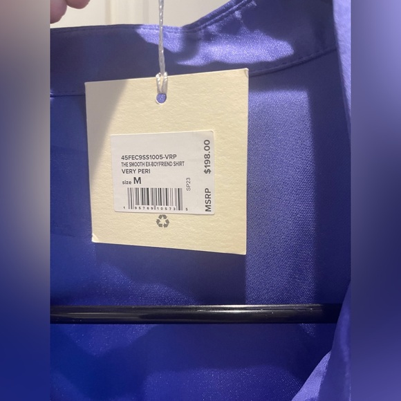 Favorite Daughter Smooth Ex-Boyfriend Satin Shirt Very Peri Purple Size M - Picture 6 of 10